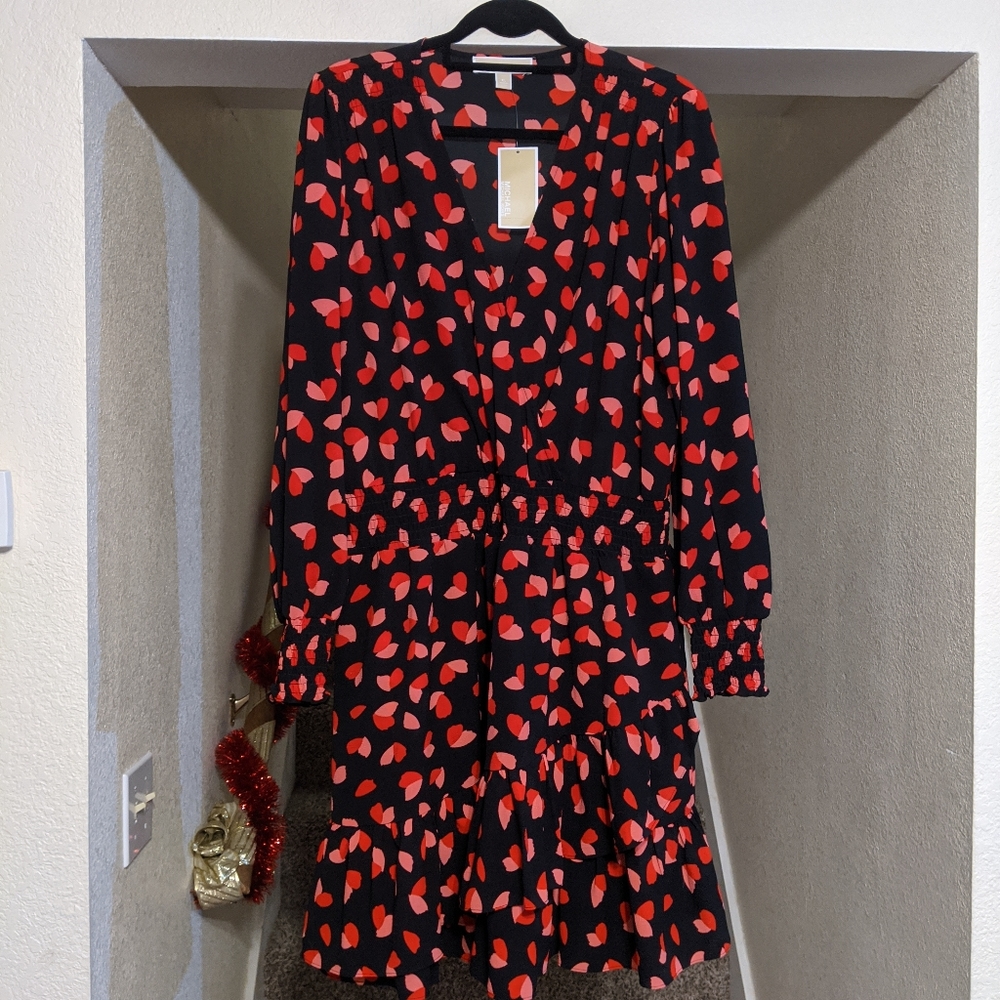 NWT Michael Kors Petal-Print Ruffle Wrap Dress